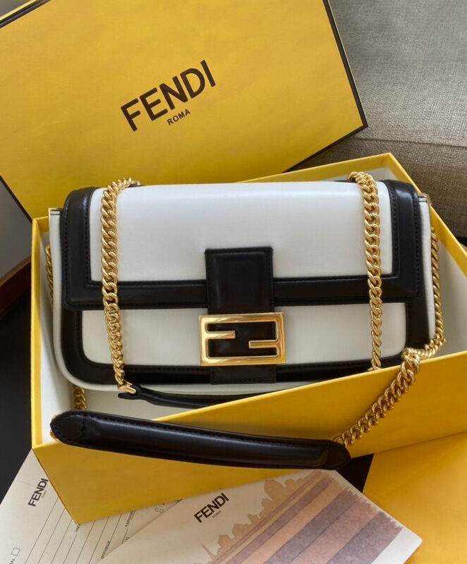 Fendi Baguette Chain Bag 8BR7835 Black/White